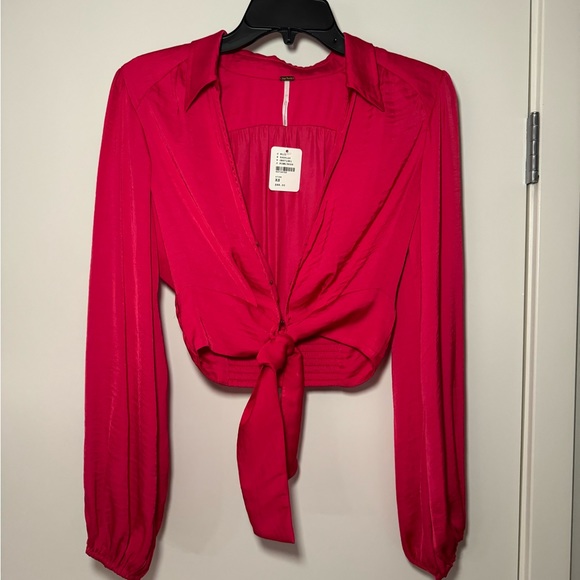 Free People Tops - Free People satin tie-front long sleeve top